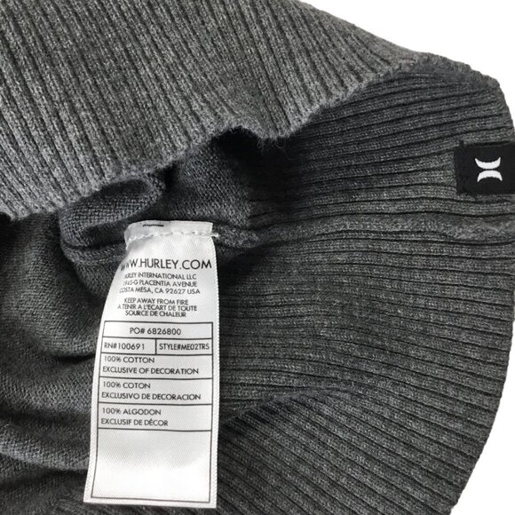 Hurley V Neck Sweater Men's XL Pullover Gray Long Sleeve 100% Cotton Casual Knit - Picture 10 of 10